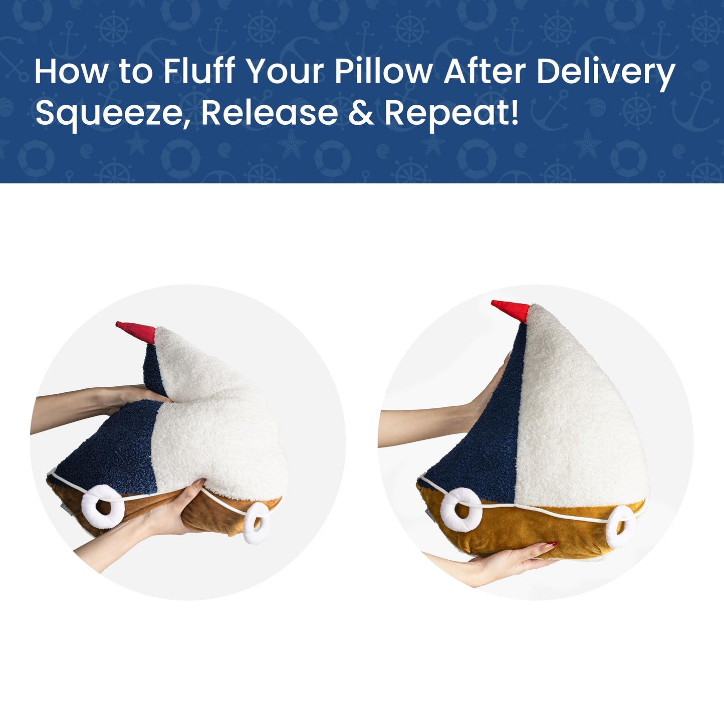 AELS 3D Anchor & Lifebuoy Nautical Decorative Throw Pillows, 19.6"& 15.7" Set of 2, Coastal Decor for Beach Enthusiasts Beach House, Sofa Couch Living Room Bedroom and Nursery, Navy Blue and White