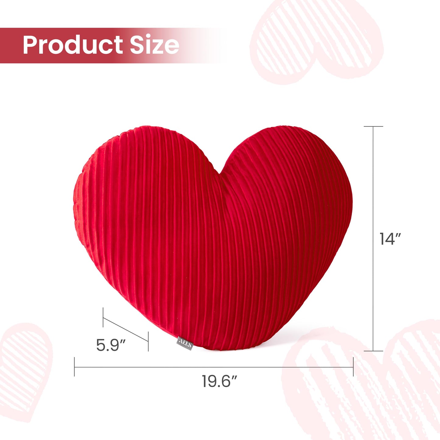 AELS Heart Shaped Pillow, 17.7 Inches Heart Decorative Throw Pillows, Velvet Love Cute Pillows, Valentines Day Decorations, Wedding Decor, Living Room Bedroom Nursery Decor, Golden