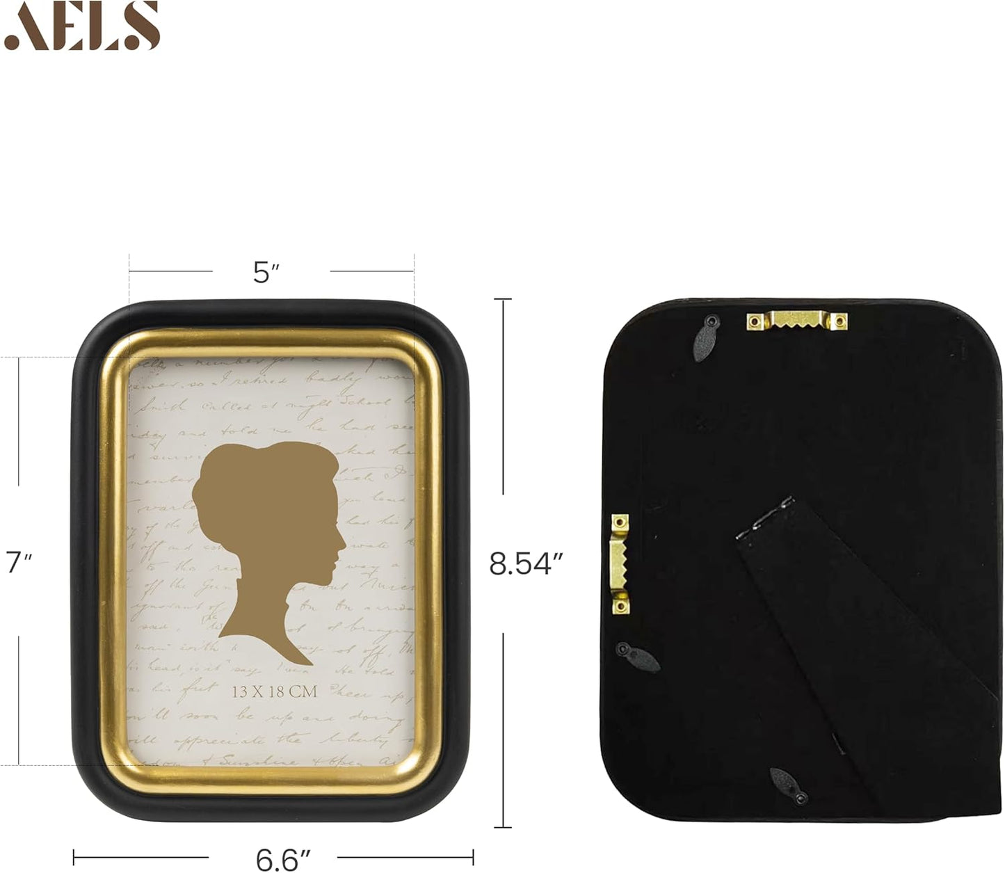AELS 5x7 Inch Black Gold Vintage Picture Frame, Elegant Antique Photo Frames with Glass Front, Photo Display, Tabletop Wall Hanging, Gift Ideas