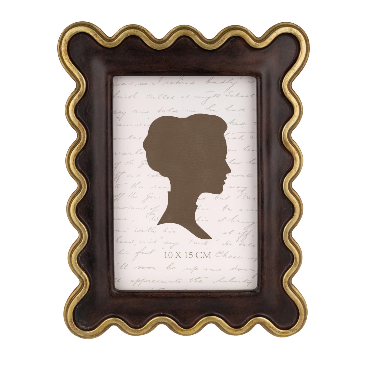 AELS 4x6 Inch Vintage Scalloped Picture Frame, Mid Century Modern Antique Photo Frames with Glass Front, Photo Display, Tabletop Wall Hanging, Gift Ideas, Dark Walnut