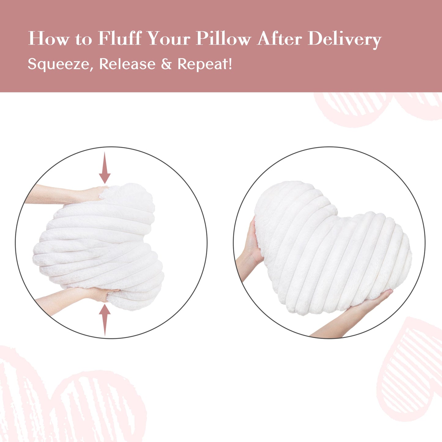 AELS Heart Shaped Pillow, 20 Inches Heart Decorative Throw Pillows, Faux Fur Love Cute Pillows, Valentines Day Decorations, Wedding Decor, Living Room Bedroom Nursery Decor, White