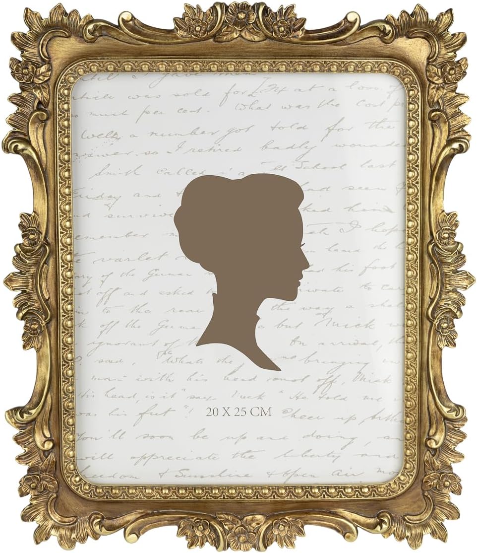 AELS 8x10 Inch Vintage Picture Frame, Elegant Luxury Antique Photo Frames with Glass Front, Photo Display, Tabletop Wall Hanging, Gift Ideas, Bronze