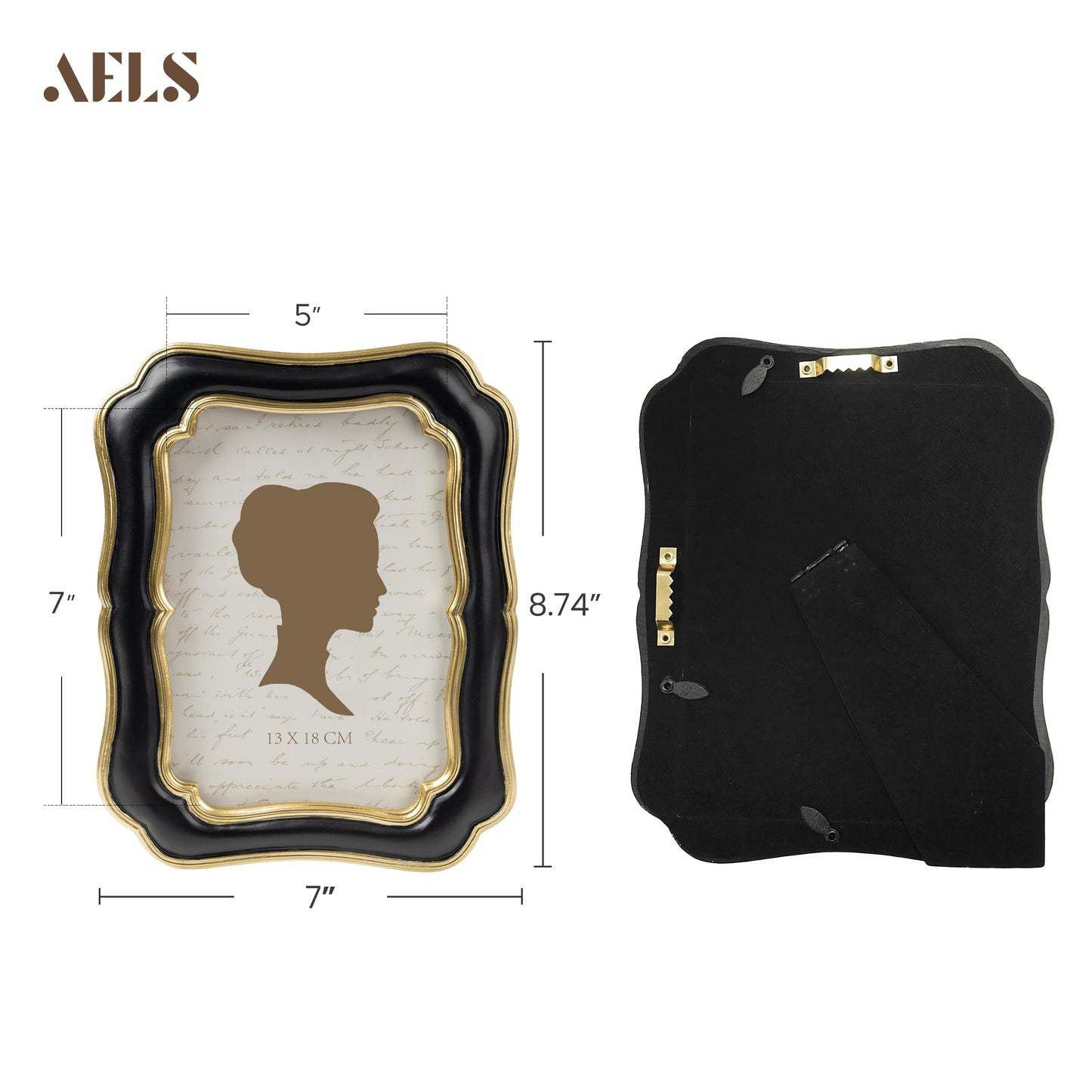 AELS 5x7 Inch White Gold Vintage Picture Frame, Elegant Antique Photo Frames with Glass Front, Photo Display, Tabletop Wall Hanging, Gift Ideas