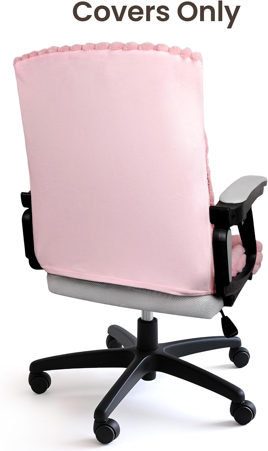 Faux Fur Office Chair Cover with Zipper, Desk Chair Slipcover Pink | Soft Breathable Faux Fur Office Chair Cover with Zipper, Removable Washable Cover for Home & Office, Fits Desk Chair/Armchair