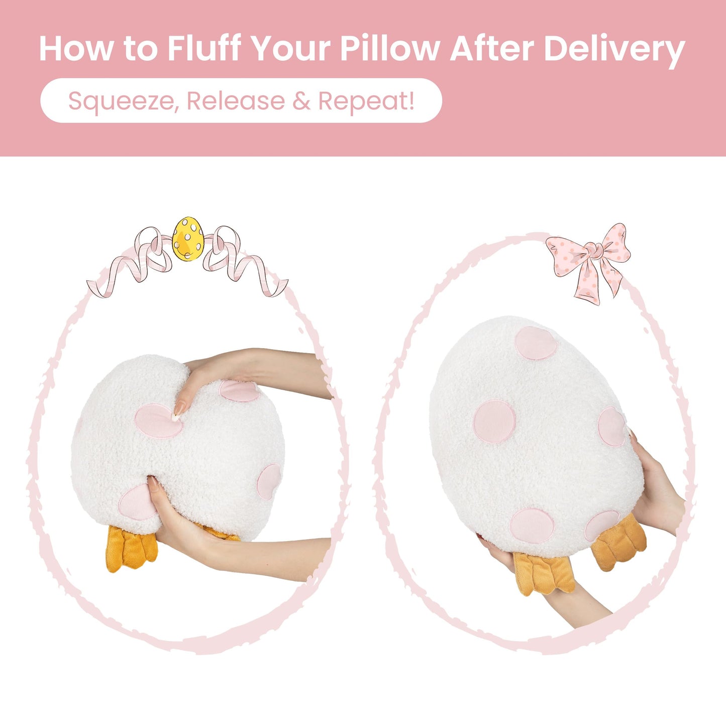 AELS Easter Egg & Chicken Shaped Throw Pillows, Set of 2, Easter Egg and Rooster Decorative Pillows, Spring Easter Decor for Sofa Couch Living Room Bedroom Nursery, White