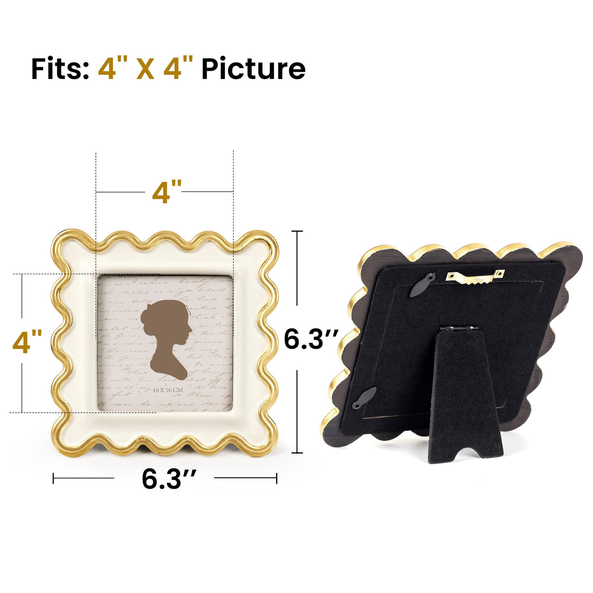 AELS 4x6 Inch Vintage Scalloped Picture Frame, Mid Century Modern Antique Photo Frames with Glass Front, Photo Display, Tabletop Wall Hanging, Gift Ideas, Dark Walnut