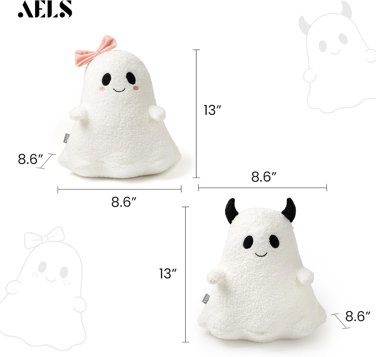 AELS Ghost Throw Pillows Set of 2, Spooky Halloween Decorative Pillow