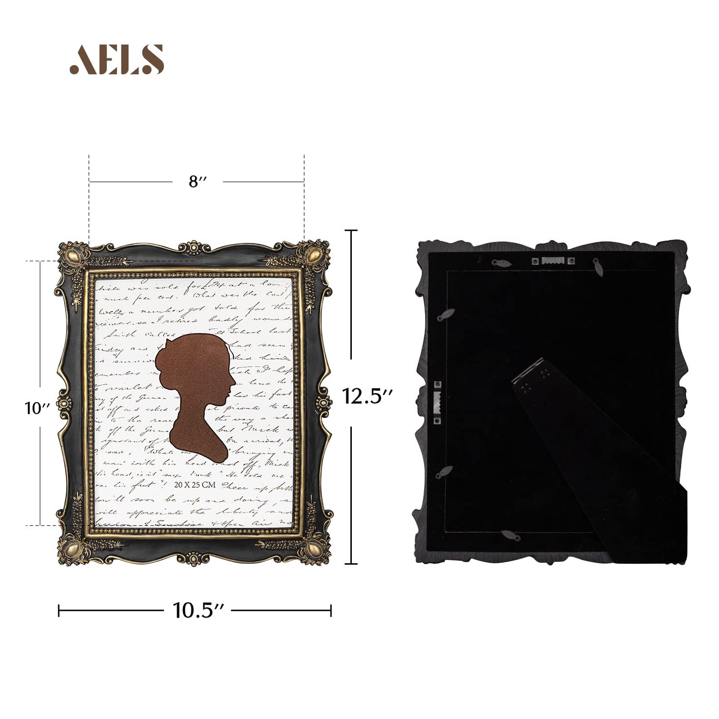 AELS 5x7 Inch Vintage Picture Frame, Elegant Antique Photo Frames with Glass Front, Photo Display, Tabletop Wall Hanging, Gift Ideas, Gold and Black