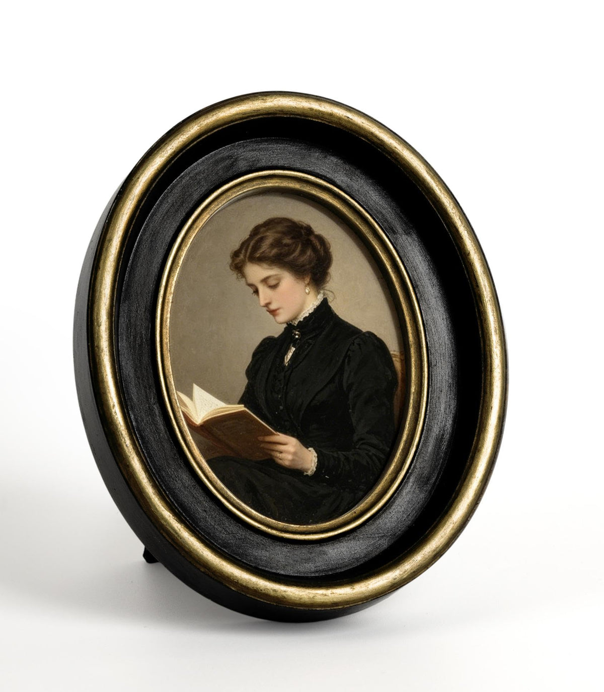 AELS 4x6 Inch Vintage Picture Frame, Elegant Antique Photo Frames with Glass Front, Photo Display, Tabletop Wall Hanging, Gift Ideas, Black Oval with Gold Trim