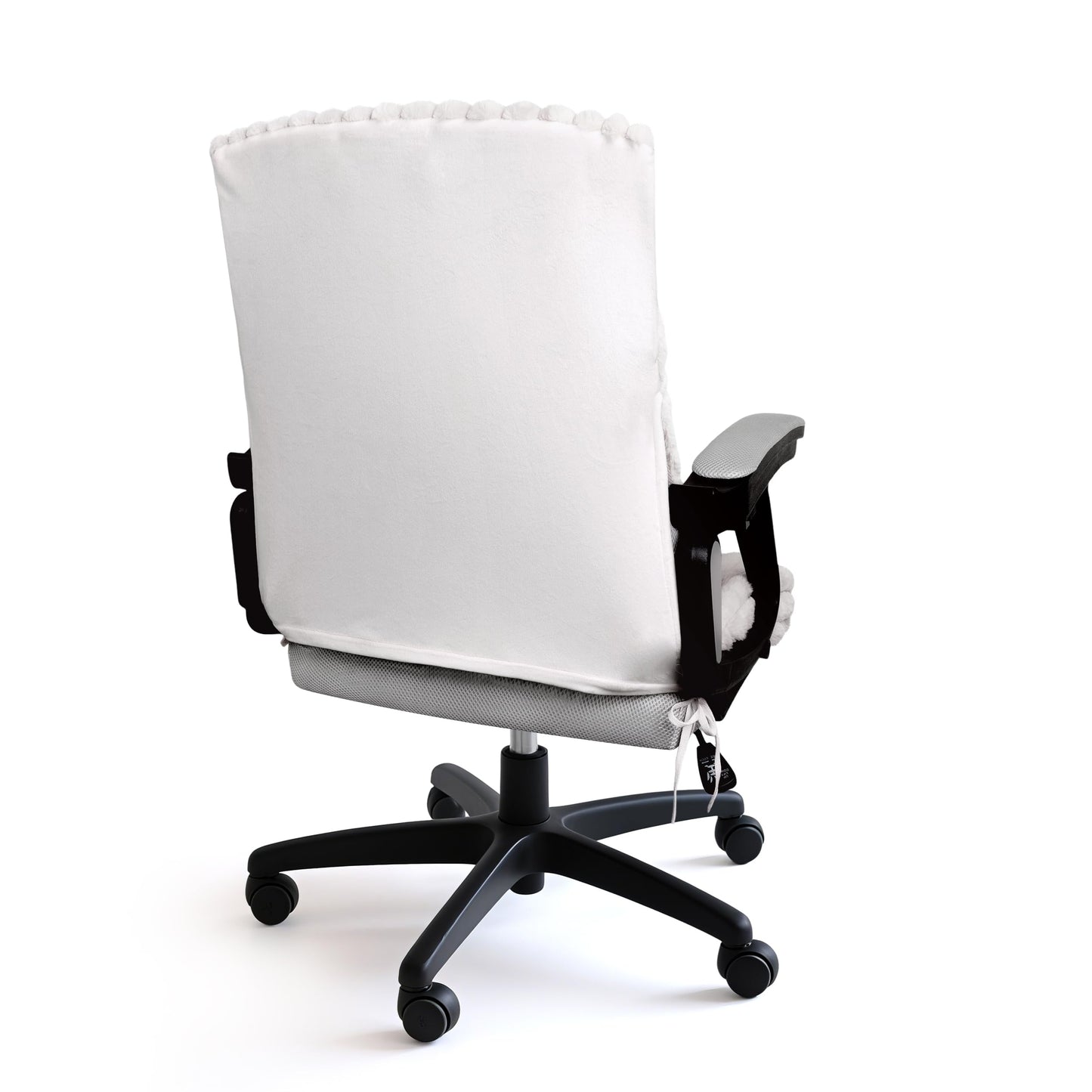 AELS Faux Fur Striped Office Chair Cover, Desk Chair Cover Computer Office Chair Covers - Fits Desk Chair/Armchair, Soft Breathable Fabric - Washable & Removable for Home & Office, Cream White