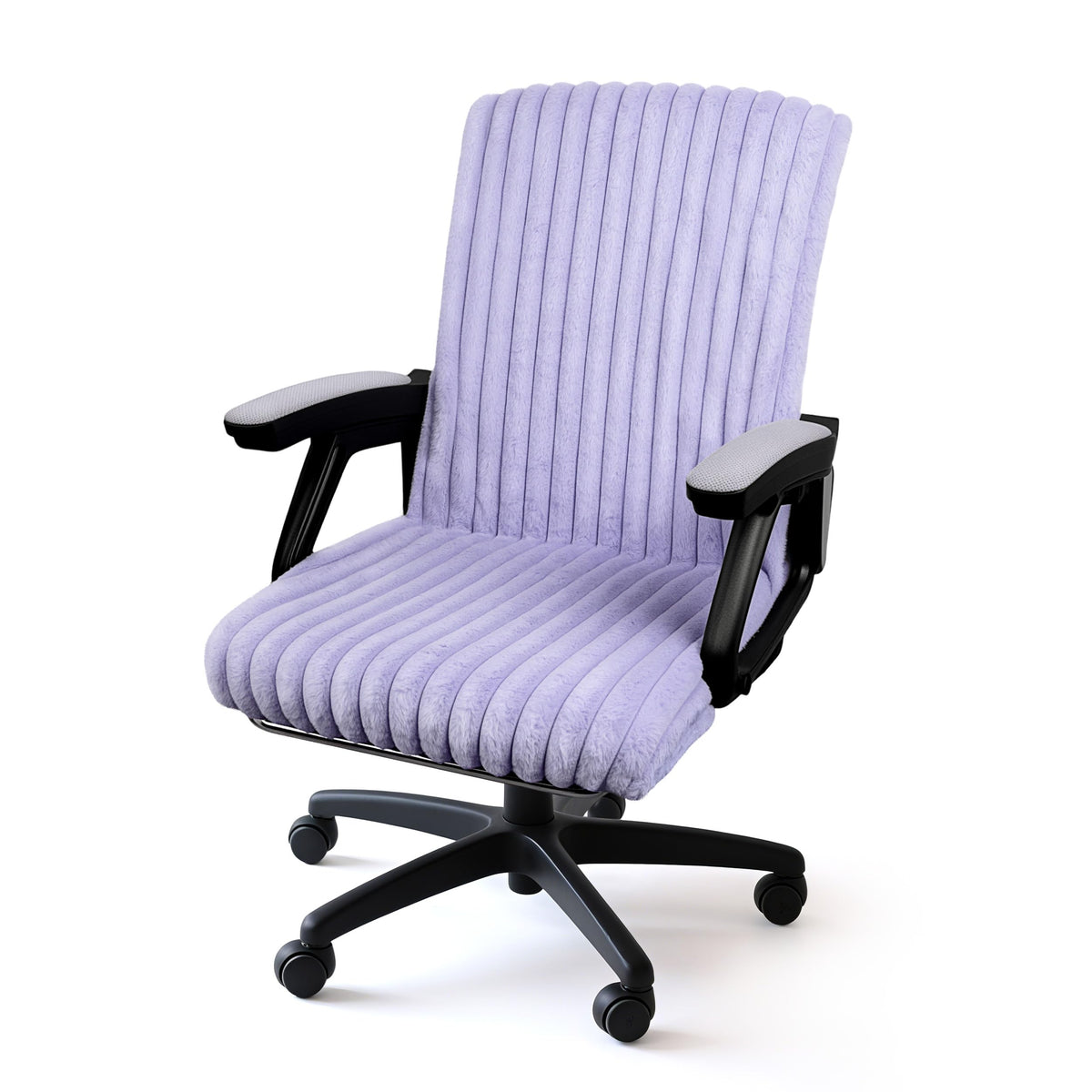 AELS Faux Fur Office Chair Cover with Zipper, Chair Slipcover Dark Grey