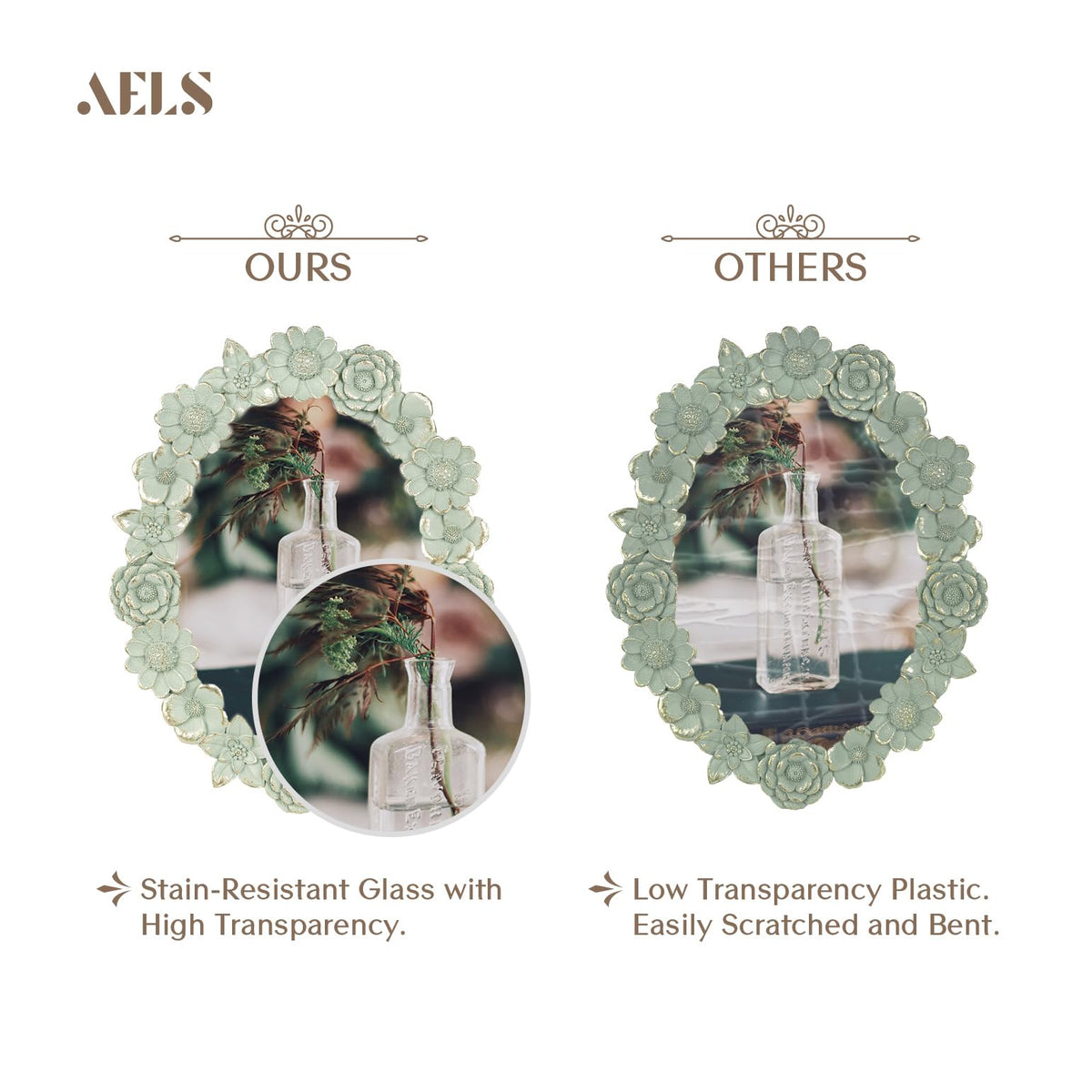AELS 4x6 Inch Vintage Picture Frame, Elegant Antique Oval Photo Frames with Glass Front, Photo Display, Tabletop Wall Hanging, Gift Ideas, Gold Flower