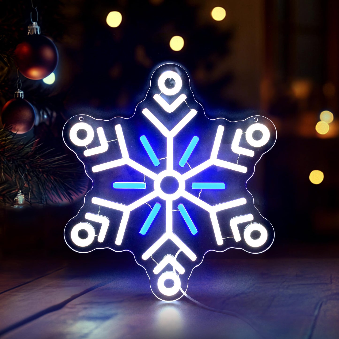 AELS 13.3" Snowflake Christmas LED Neon Sign, Dimmable USB Powered Holiday Decor for Window Wall Tree Bar & Party, Christmas Home Decor