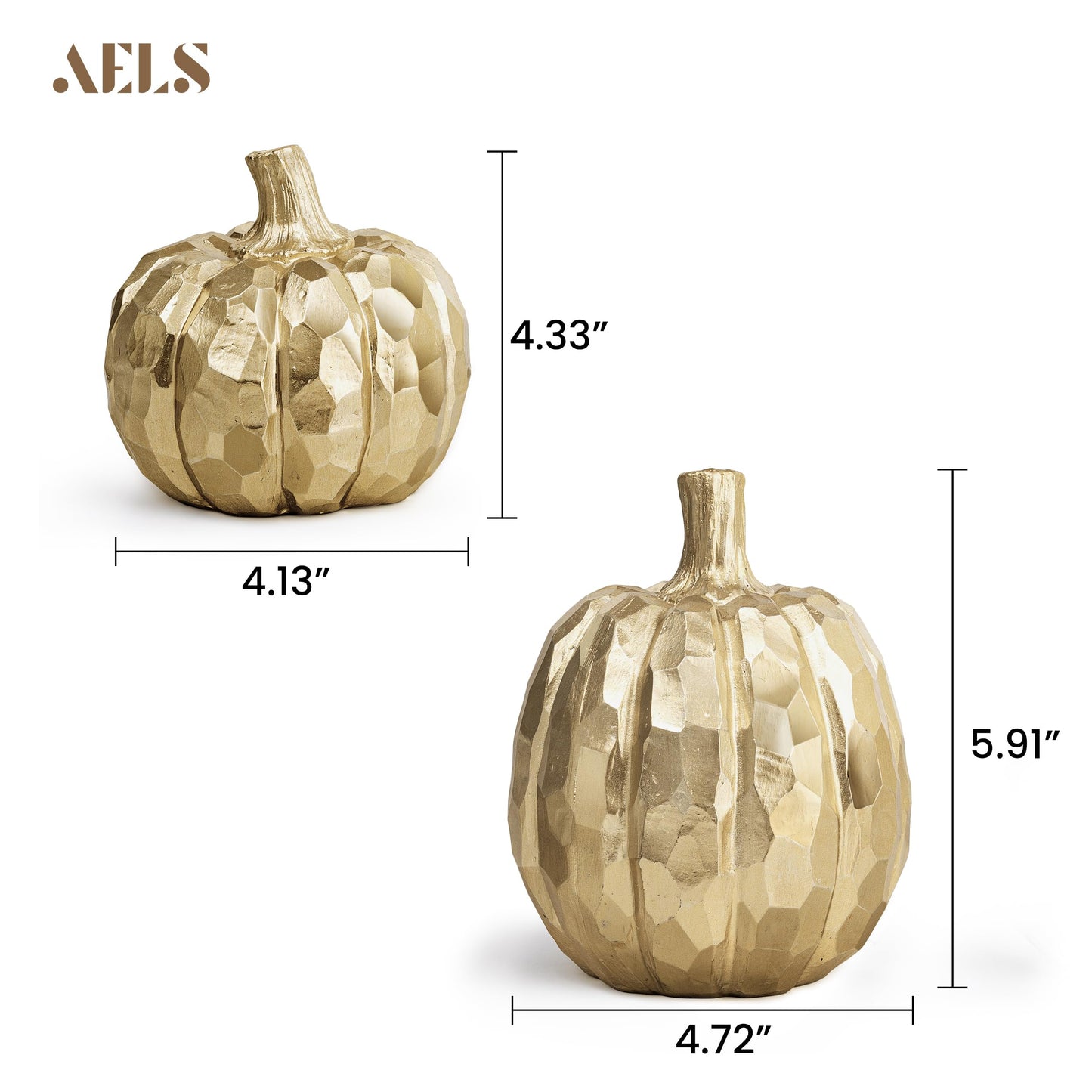 AELS 5.9" Tall Modern Farmhouse Pumpkins Fall Decor Indoor, Set of 2 Elegant Tabletop Decorations, Resin Artificial Pumpkins Decor for Fall Table Runner, Office, Holiday Party Home, White