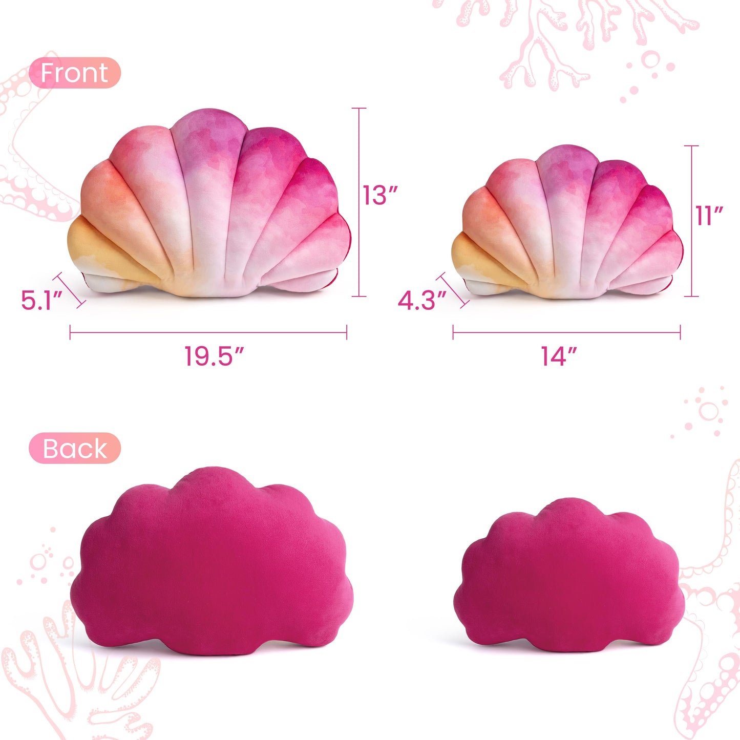 AELS Shell Pillow, 19.5"x13" Taylor Inspired Coastal Throw Pillows, Beach Ocean Nautical Themed Soft Decorative Throw Pillows for Taylor Fans, Cute Pillow for Couch Sofa Bed Living Room, Ombre Pink