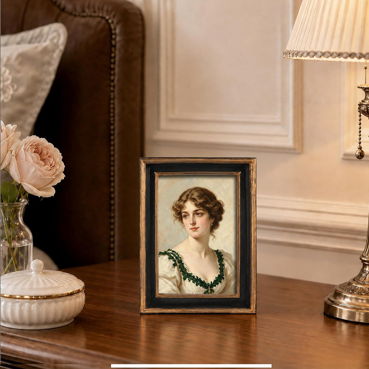 AELS 4x6 Inch Vintage Picture Frame, Elegant Luxury Antique Photo Frames with Glass Front, Photo Display, Tabletop Wall Hanging, Gift Ideas, Pearl Pattern