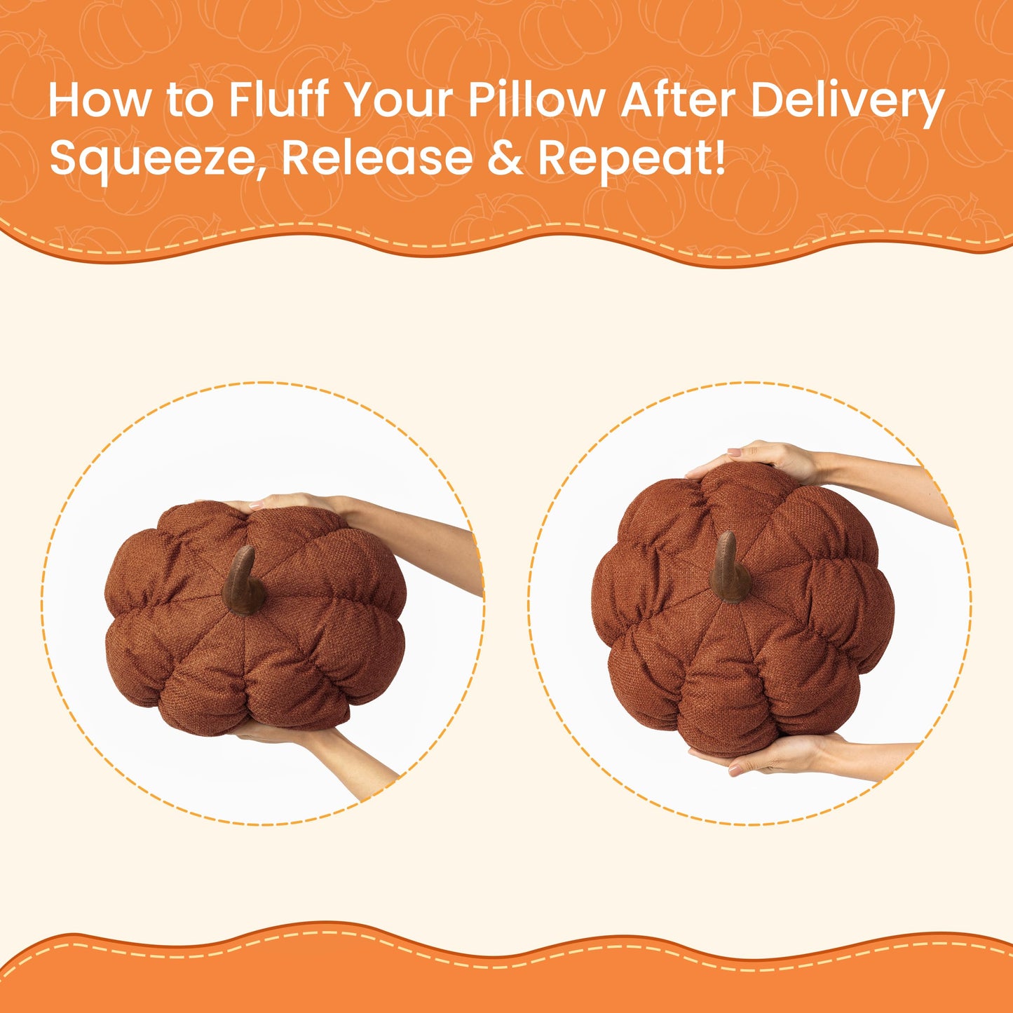 AELS Pumpkin Throw Pillow, 14" Burnt Orange Textured Fall Decorative Pillow | for Couch Sofa Bed Living Room Home Decor, Farmhouse 3D Fall Halloween Thanksgiving Decorative Accent Pillows