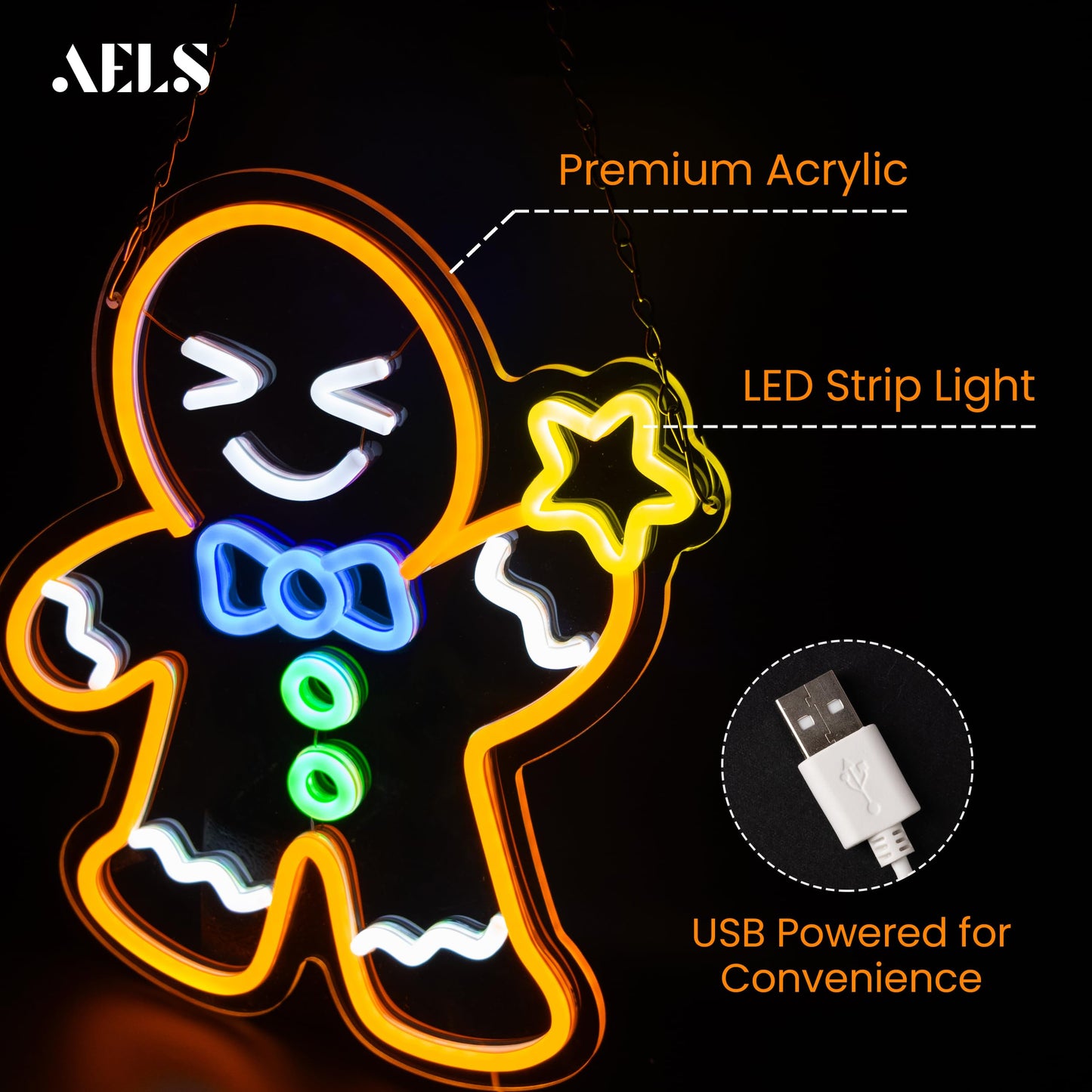 AELS 13.3" Snowflake Christmas LED Neon Sign, Dimmable USB Powered Holiday Decor for Window Wall Tree Bar & Party, Christmas Home Decor