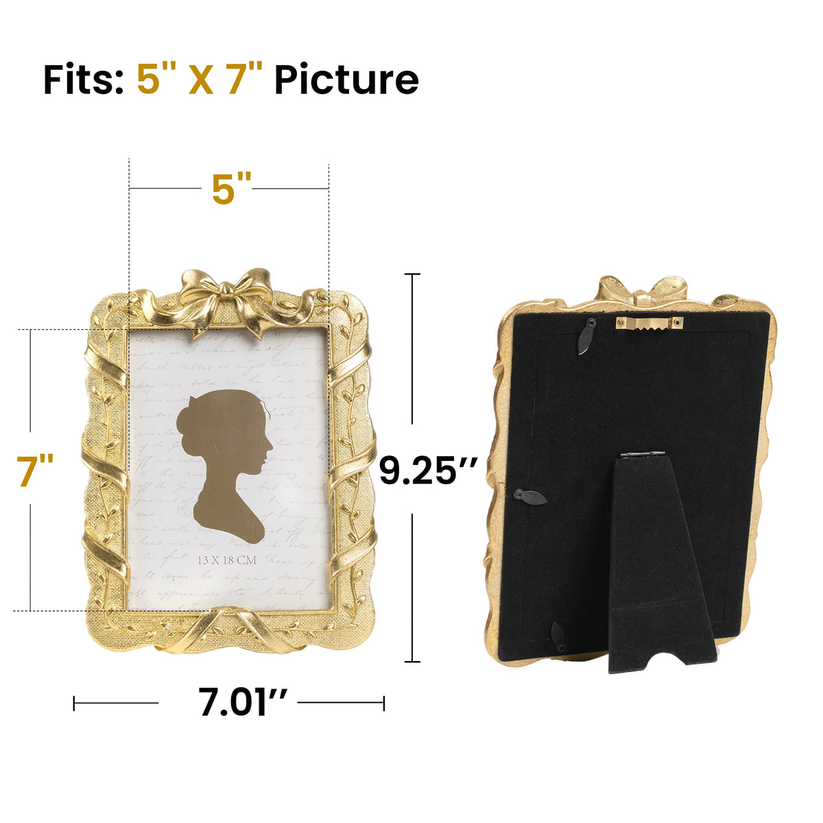 AELS 4x6 Inch Vintage Christmas Tree Picture Frames White Gold Bow
