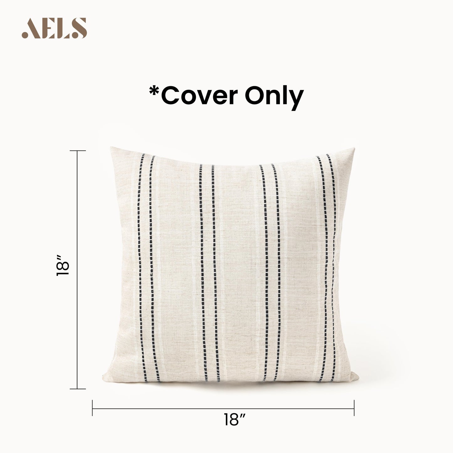 AELS 12x20 Decorative Farmhouse Linen Blend Throw Pillow Covers, Boho Textured Pillow Case, Set of 2, Beige with White & Brown Stitch Yarn Dyed Stripe Cushion Cover for Sofa Living Room (Cover ONLY)