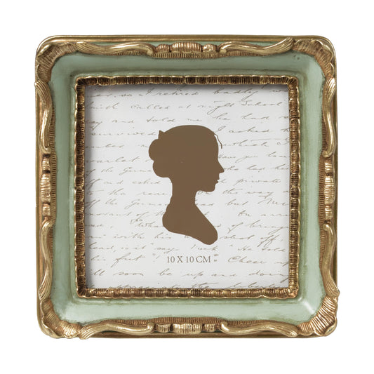 AELS 4x4 Inch Vintage Picture Frame, Elegant Antique Square Photo Frames with Glass Front, Photo Display, Tabletop Wall Hanging, Gift Ideas, Gold and Green