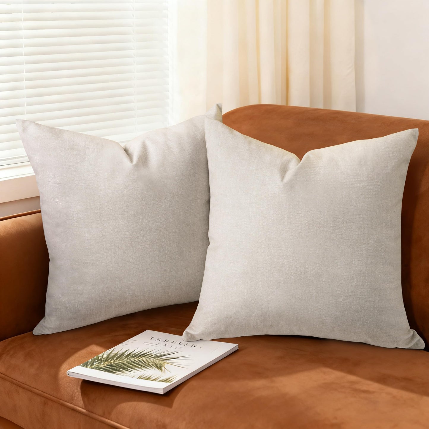 AELS Decorative Throw Pillow Covers 16x16, Set of 2, Soft Textured Look Printed Pillow Case, Modern Farmhouse Cushion Case for Bed Couch Sofa, Mustard Yellow (Covers Only)