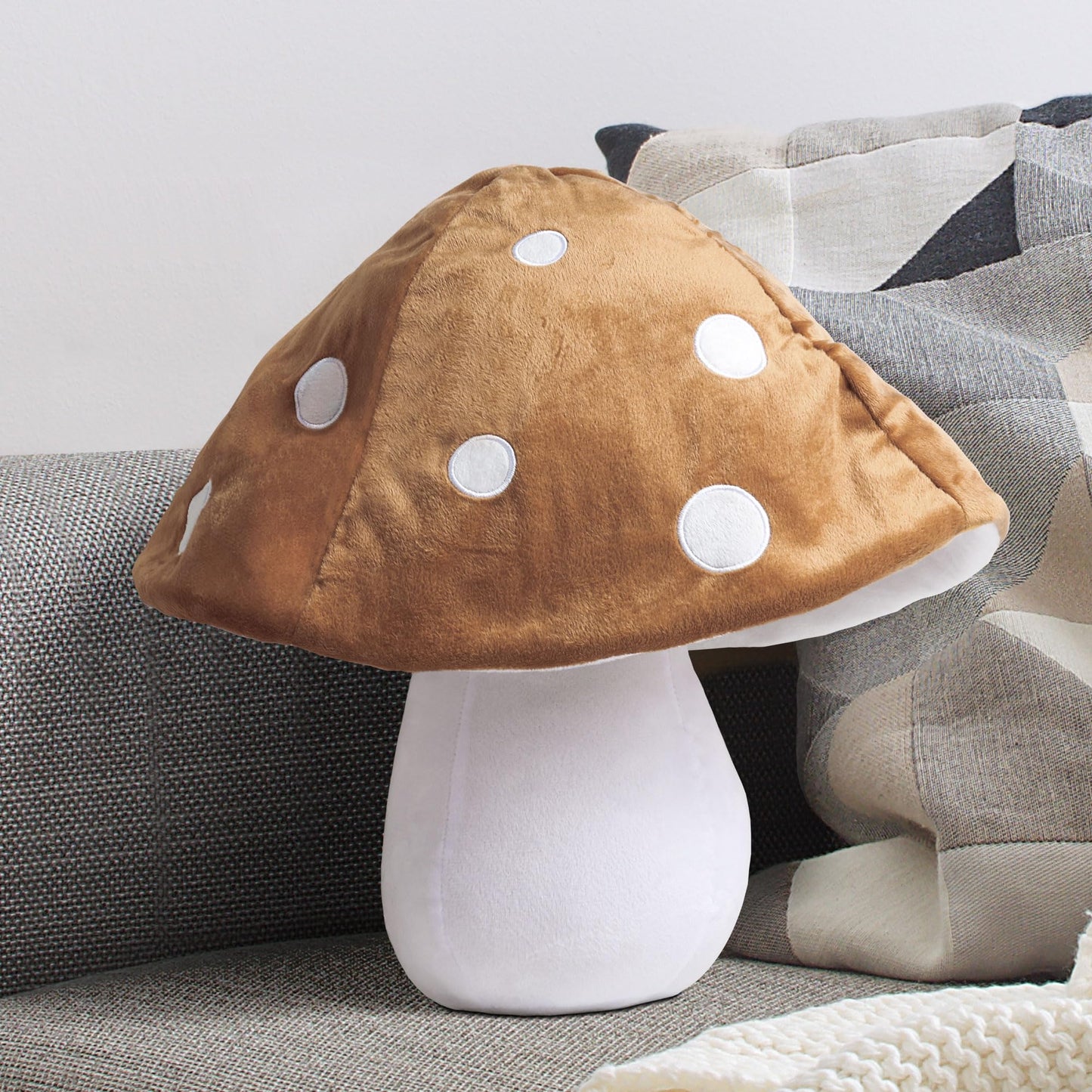 AELS 15.35 Inches Mushroom Pillow, Cute 3D Polka Dot Mushroom Plush, Decorative Throw Pillow for Lover Sofa Couch Living Room Bedroom Decor, Red