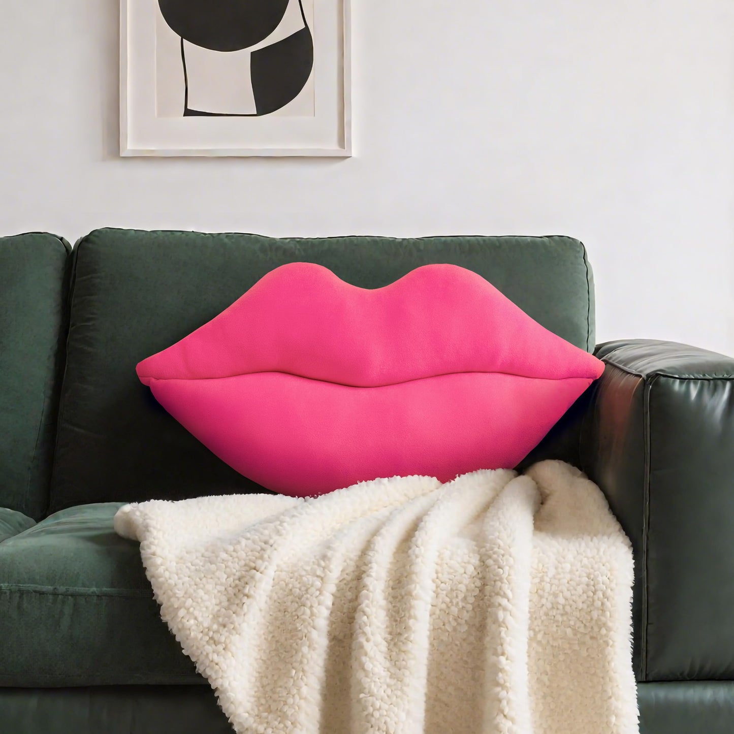AELS 3D Large Lips Throw Pillows, Soft Decorative Love Pillows, Velvet Cute Pillow, 24 x 12 inches for Couch, Sofa, Bed, Living Room, Bedroom, Red