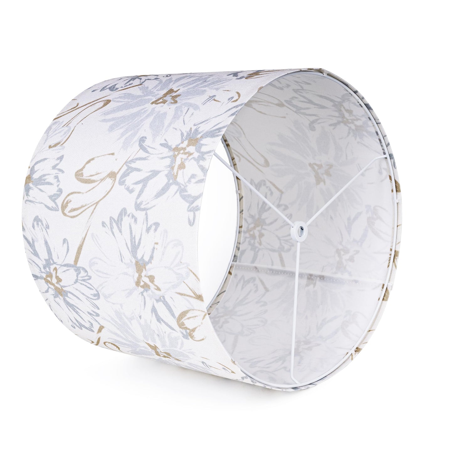 AELS Boho Lamp Shades Set of 2, Floral Fabric Drum Lampshades for Table or Floor Lamps, 13x13x10 Medium Size (Spider Fitter), Easy Assembly Required