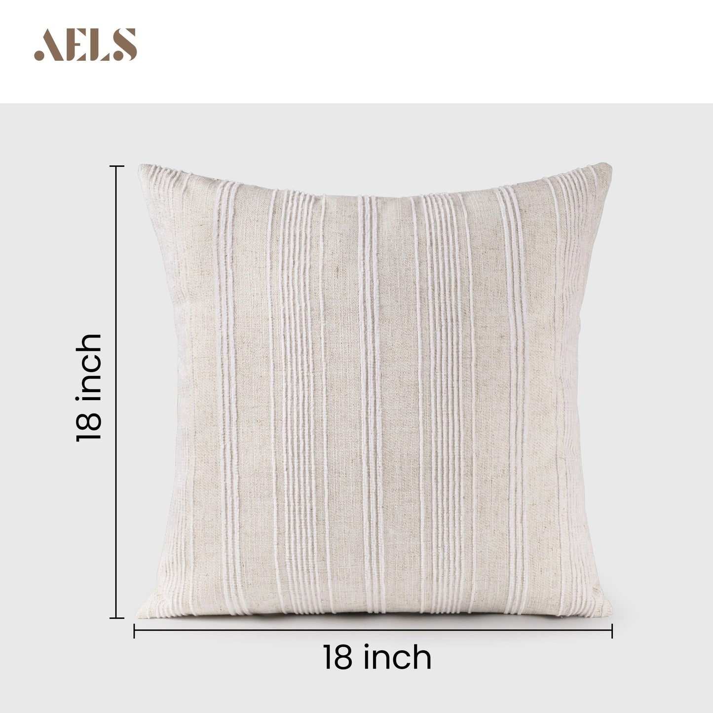 AELS 12x20 Decorative Farmhouse Linen Lumbar Pillow Covers, Beige with Olive Green Chenille Striped Pillow Case, Set of 2, Boho Textured Cushion Cover for Sofa Couch Living Room (Cover ONLY)