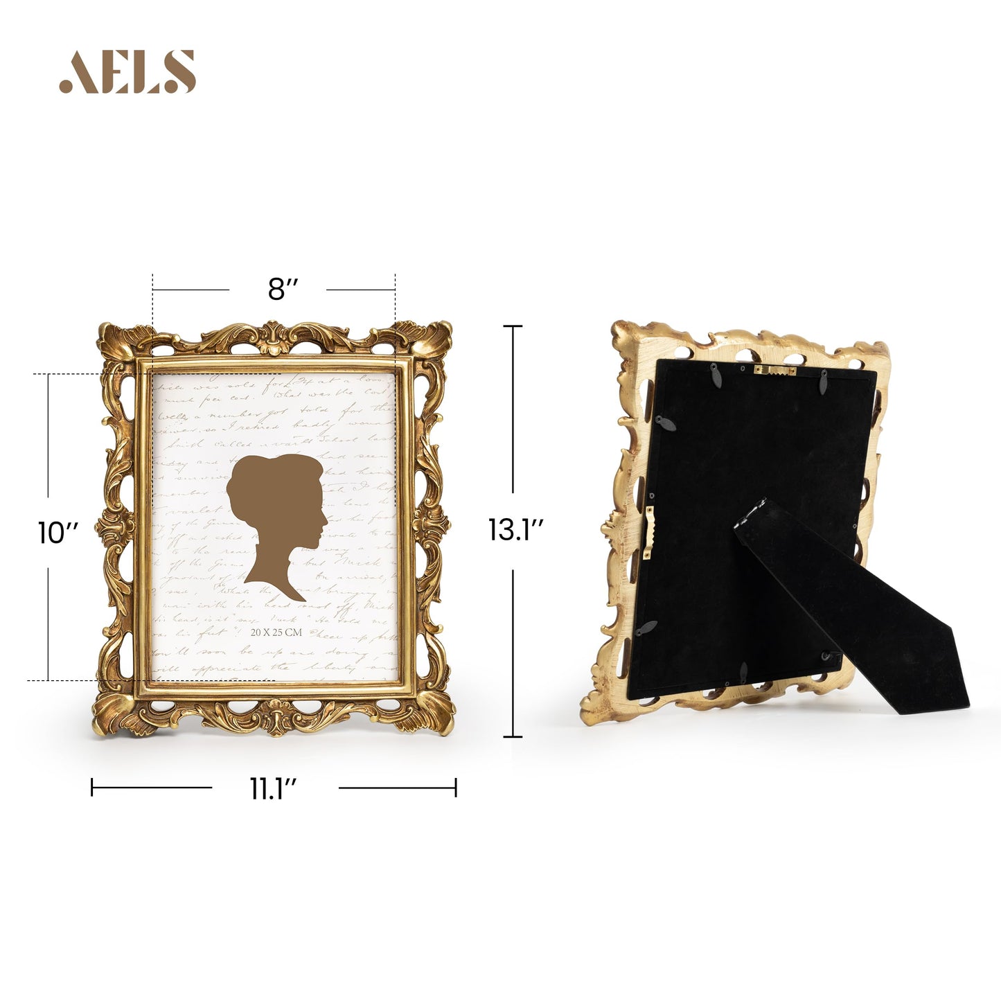 AELS 4x6 Inch Vintage Picture Frame, Elegant Antique Photo Frames with Glass Front, Photo Display, Tabletop Wall Hanging, Gift Ideas