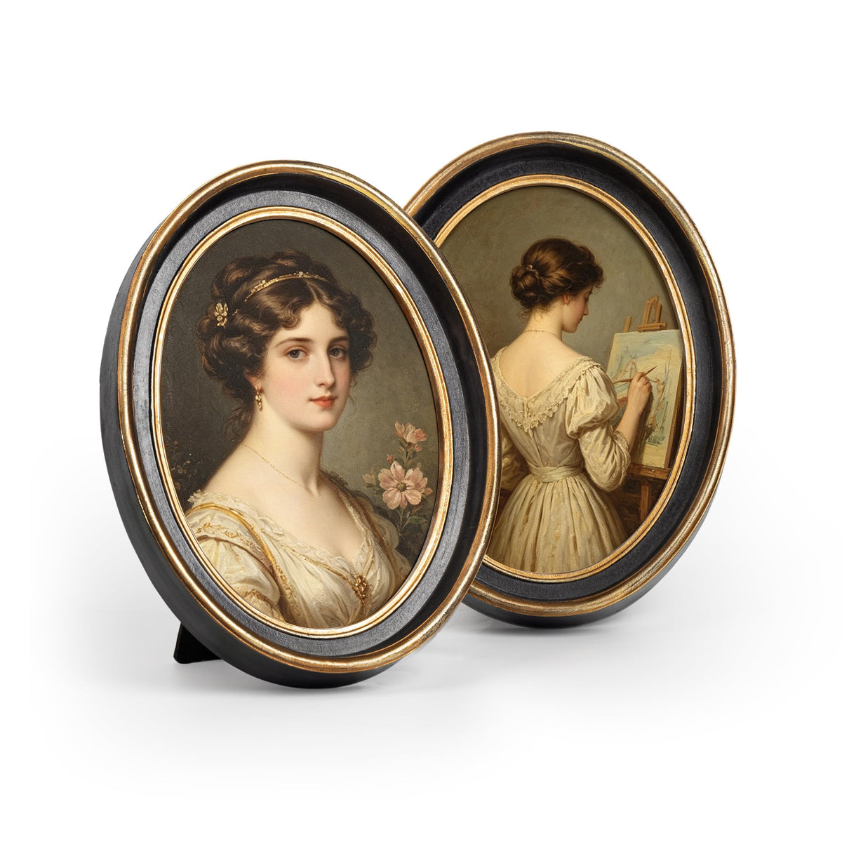 AELS 4x6 Inch Vintage Picture Frame, Elegant Antique Photo Frames with Glass Front, Photo Display, Tabletop Wall Hanging, Gift Ideas, Black Oval with Gold Trim