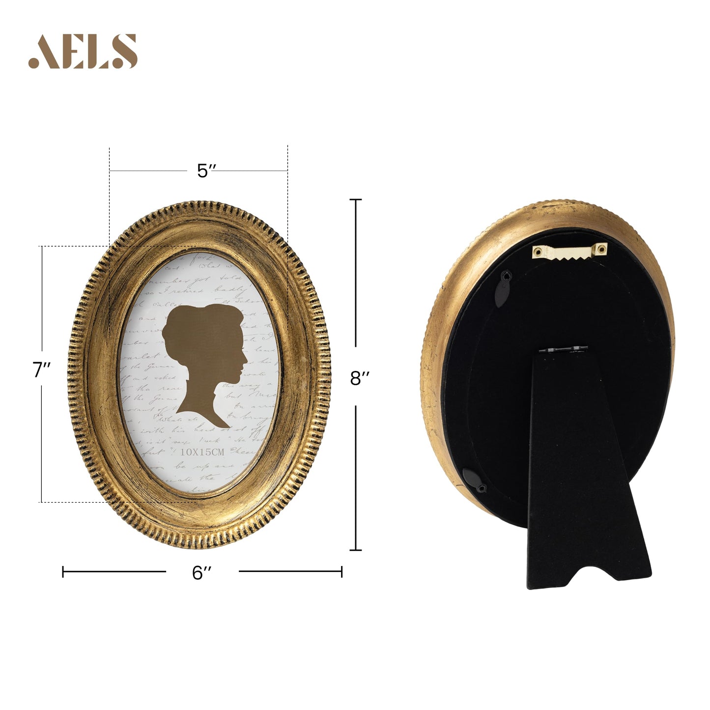 AELS 5x7 Inch Vintage Oval Picture Frame, Elegant Antique Ridged Design Photo Frames with Glass Front, Photo Display, Tabletop Wall Hanging, Gift Ideas, Distressed Bronze