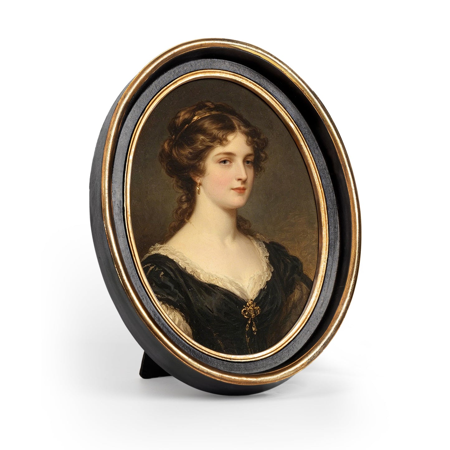 AELS 2.5x3.5 Inch Small Wallet Size Vintage Picture Frame, Elegant Antique Mini Photo Frames with Glass Front, Photo Display, Tabletop Wall Hanging, Gift Ideas, Black Oval with Gold Trim