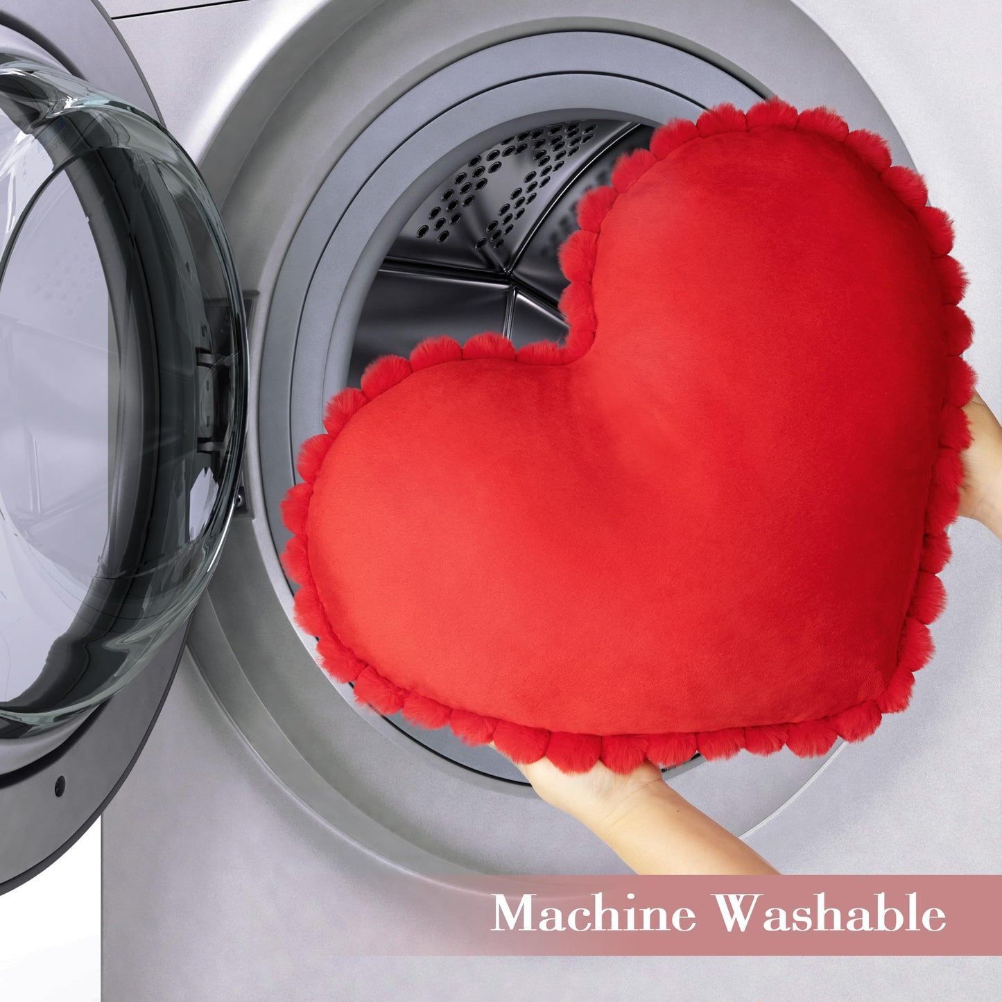 AELS Heart Shaped Pillow, 20 Inches Heart Decorative Throw Pillows, Faux Fur Love Cute Pillows, Valentines Day Decorations, Wedding Decor, Living Room Bedroom Nursery Decor, White