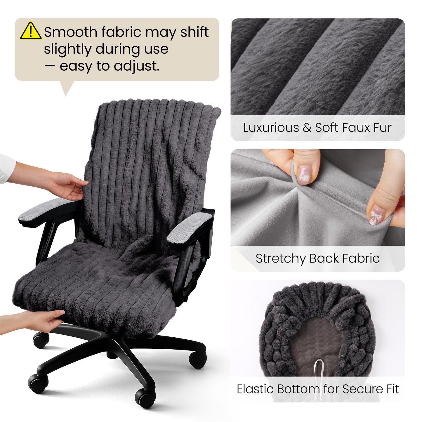 Faux Fur Office Chair Cover with Zipper, Desk Chair Slipcover Pink | Soft Breathable Faux Fur Office Chair Cover with Zipper, Removable Washable Cover for Home & Office, Fits Desk Chair/Armchair