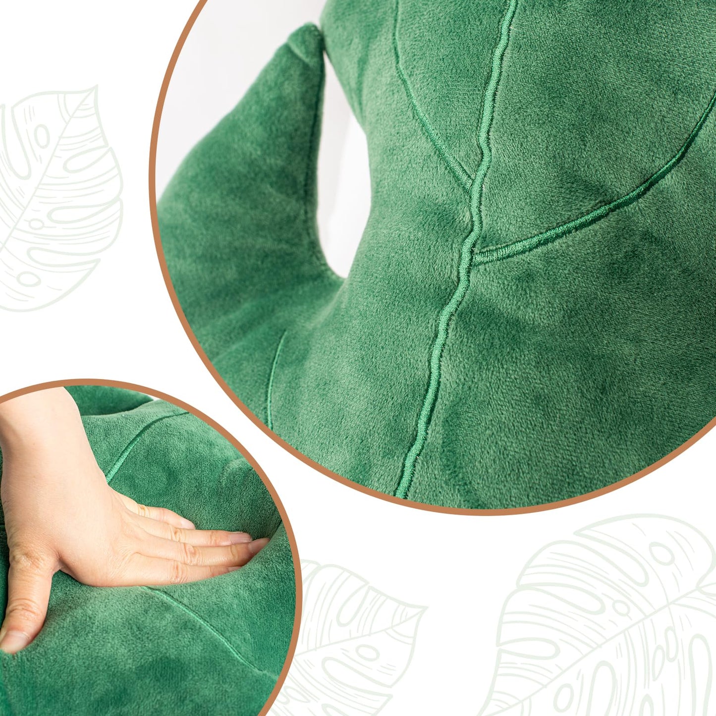 AELS Set of 2 3D Leaves Decorative Throw Pillows, 18"& 14" Monstera Deliciosa Plush Pillow Set for Plant Lovers Garden Lovers, Living Room Bedroom Nursery Decor, Bluish Green & Light Green