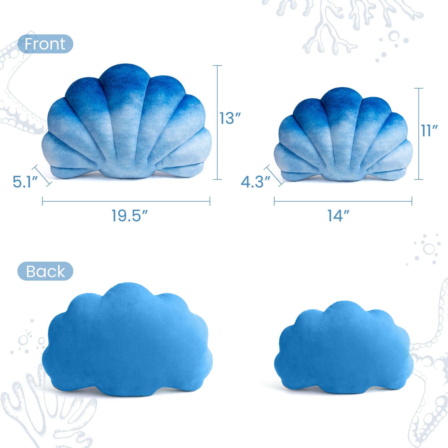 AELS Shell Pillow, 19.5"x13" Taylor Inspired Coastal Throw Pillows, Beach Ocean Nautical Themed Soft Decorative Throw Pillows for Taylor Fans, Cute Pillow for Couch Sofa Bed Living Room, Ombre Pink