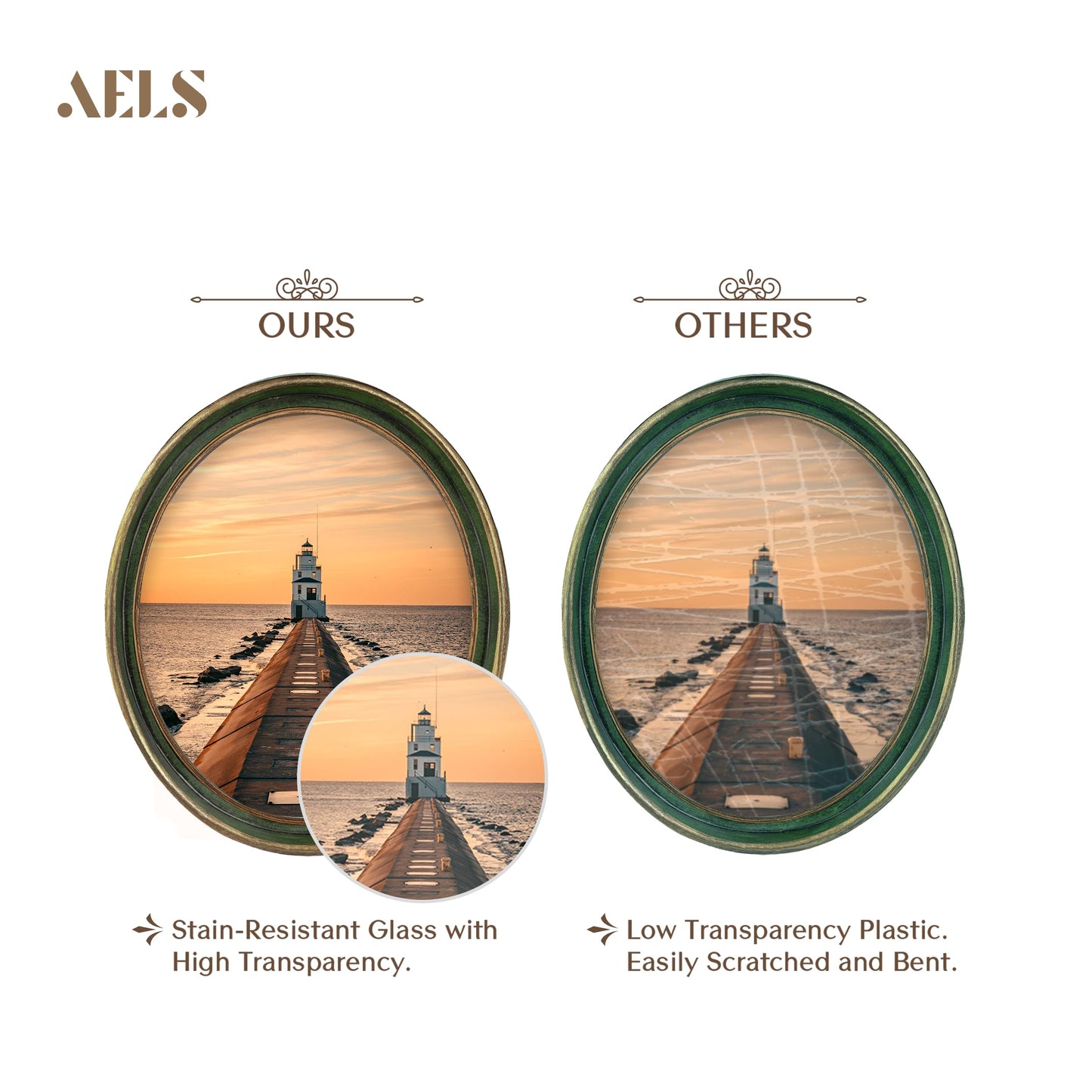 AELS 2.5x3.5 Inch Small Wallet Size Vintage Picture Frame, Elegant Antique Mini Photo Frames with Glass Front, Photo Display, Tabletop Wall Hanging, Gift Ideas, Black Oval with Gold Trim