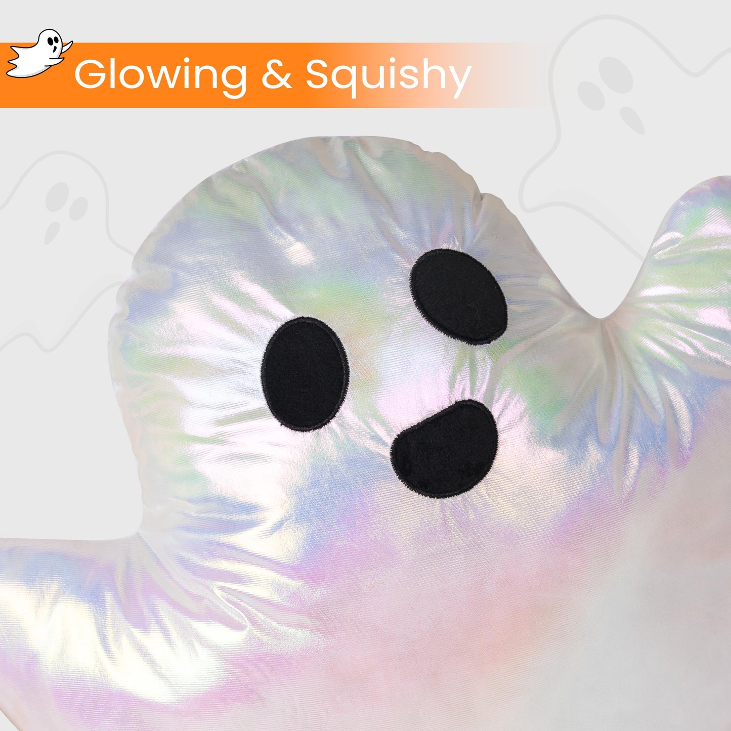 AELS 19.6" Iridescent Ghost Decorative Throw Pillow Set of 2, Ghost Shaped Throw Pillows, Halloween Decorations, Halloween Pillows for Holiday Party Home, Decor for Living Room Bedroom, Rainbow Silver