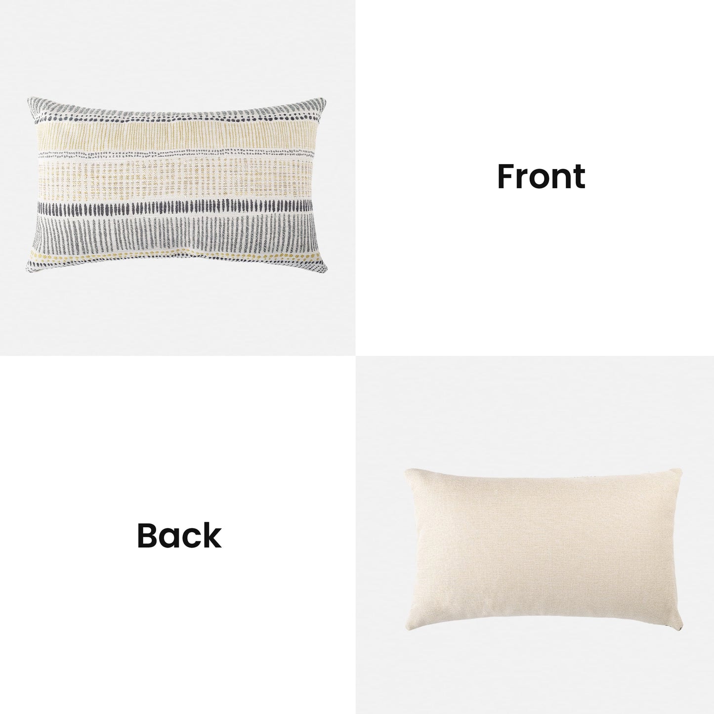 AELS Boho Decorative Striped Lumbar Pillow Covers 12x20, Modern Mid Century Lumbar Support Pillow Cover, Farmhouse Rustic Woven Cushion Case for Bed Couch Sofa, Mustard Yellow Gray