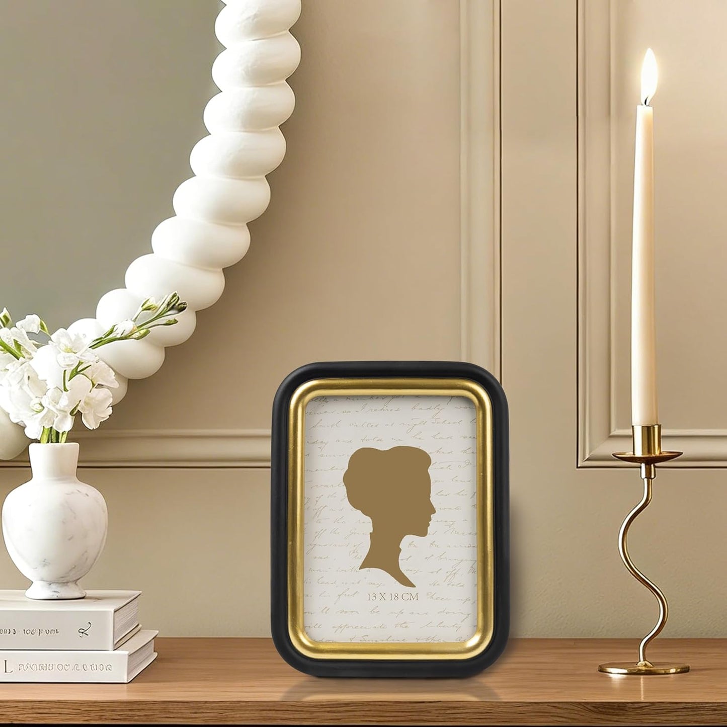 AELS 5x7 Inch Black Gold Vintage Picture Frame, Elegant Antique Photo Frames with Glass Front, Photo Display, Tabletop Wall Hanging, Gift Ideas