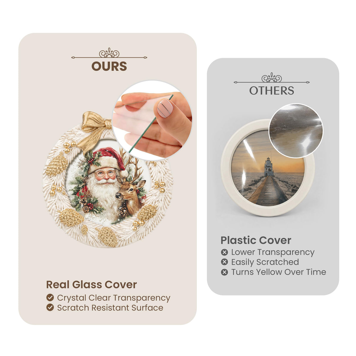 AELS 4x6 Inch Vintage Christmas Tree Picture Frames White Gold Bow