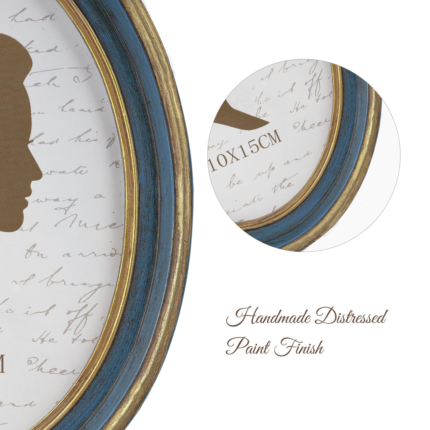 AELS 2.5x3.5 Inch Small Wallet Size Vintage Picture Frame, Elegant Antique Mini Photo Frames with Glass Front, Photo Display, Tabletop Wall Hanging, Gift Ideas, Black Oval with Gold Trim