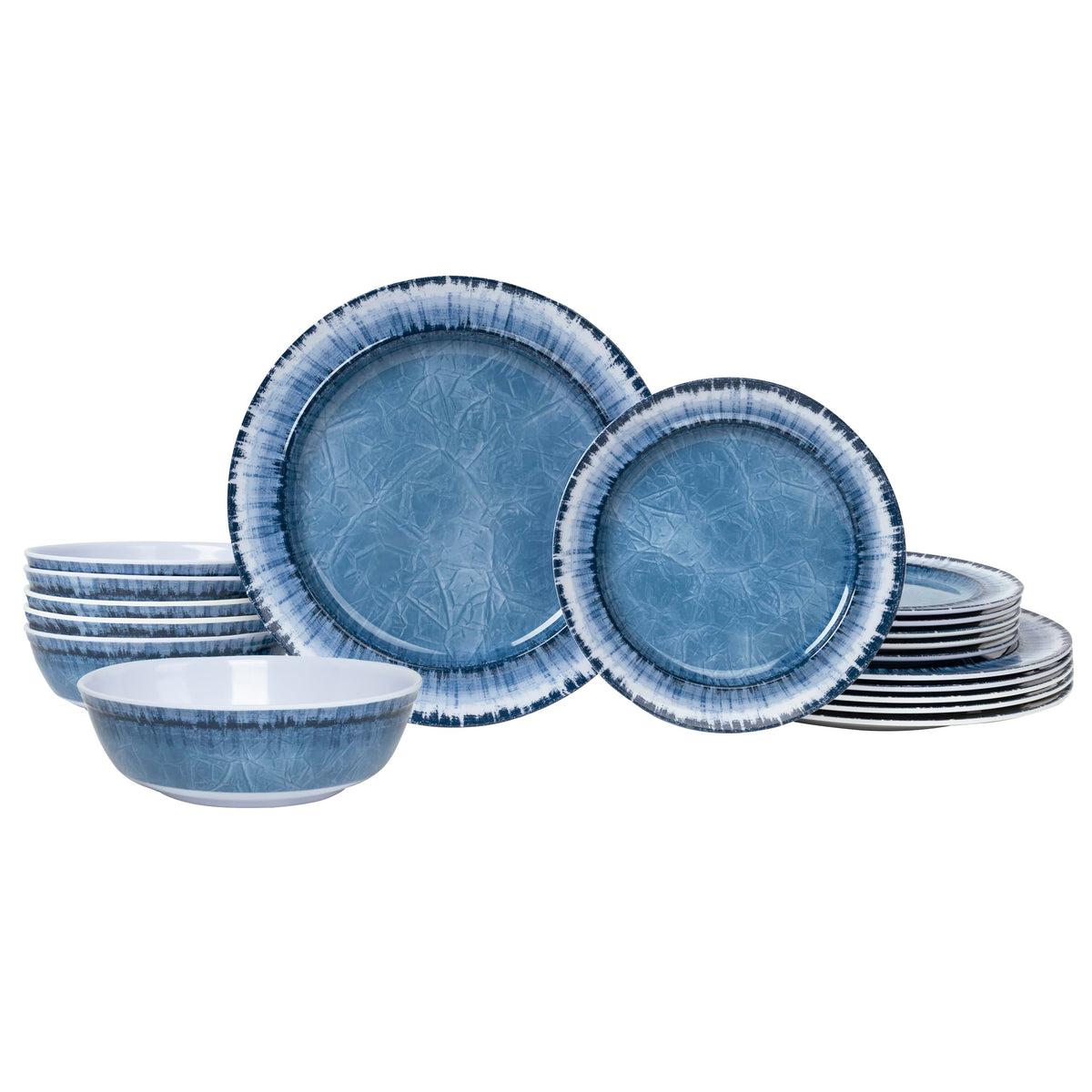 AELS Melamine Dinnerware Set of 18 Pcs Dinner Dishes Set, Lightweight Unbreakable for Indoor and Outdoor Use, BPA Free, Dishwasher Safe, Light Blue