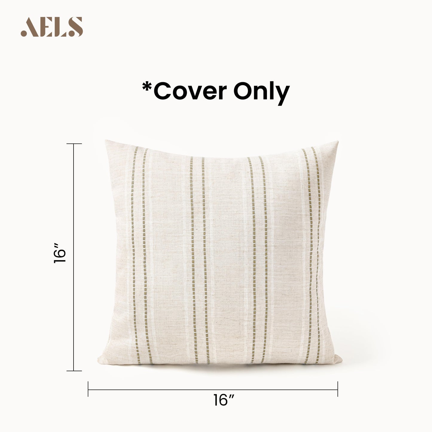 AELS 12x20 Decorative Farmhouse Linen Blend Throw Pillow Covers, Boho Textured Pillow Case, Set of 2, Beige with White & Brown Stitch Yarn Dyed Stripe Cushion Cover for Sofa Living Room (Cover ONLY)