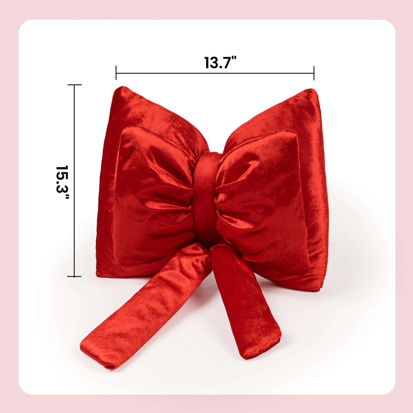 AELS Bow Pillow Decorative Throw Pillow, Shining Velvet Cute Pillow, 15.3"" & 13.7"" for Valentine's Day, Wedding, Christmas, Living Room, Bedroom, Nursery Decor, Red