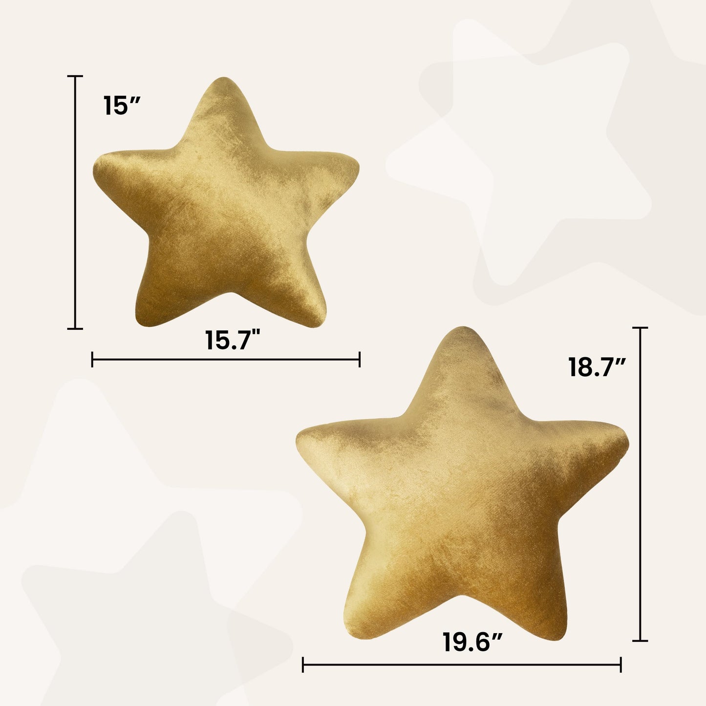 AELS Star Pillow - 19.6" Soft Velvet Star Shaped Decorative Throw Pillow for Couch, Bed, Living Room, Nursery, Home Decor Gift for Christmas, Birthday, Baby Shower, Gold