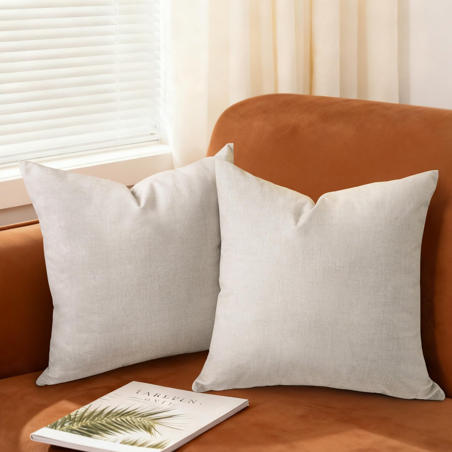AELS Decorative Throw Pillow Covers 16x16, Set of 2, Soft Textured Look Printed Pillow Case, Modern Farmhouse Cushion Case for Bed Couch Sofa, Mustard Yellow (Covers Only)