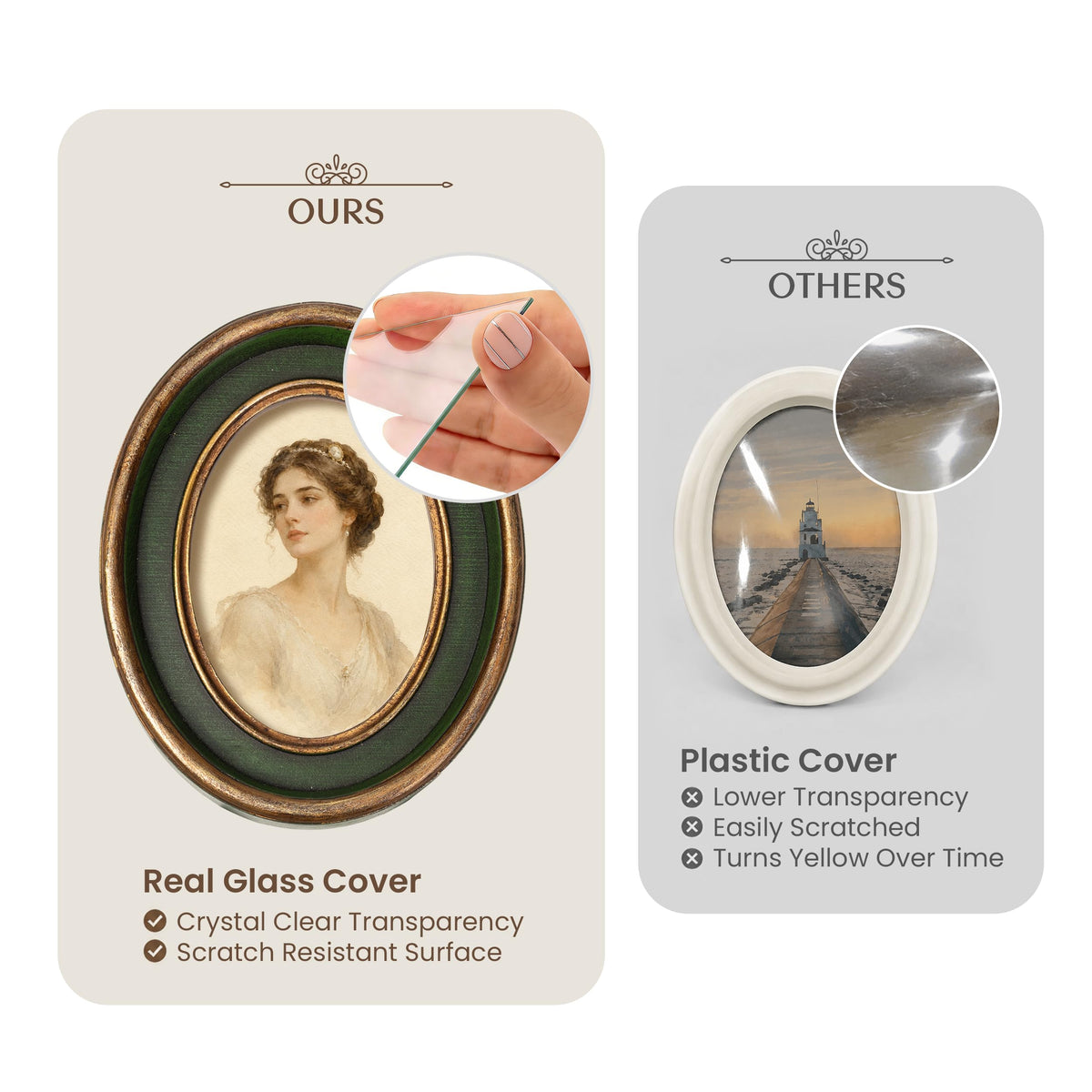 AELS 4x6 Inch Vintage Picture Frame, Elegant Antique Photo Frames with Glass Front, Photo Display, Tabletop Wall Hanging, Gift Ideas, Black Oval with Gold Trim